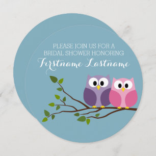 Bridal Shower with Owl Couple on Branch Invitation