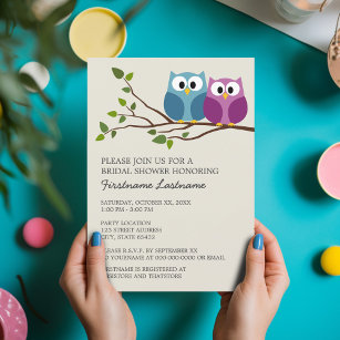 Bridal Shower with Owl Couple on Branch Invitation