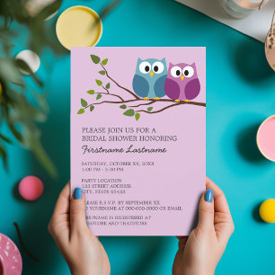 Bridal Shower with Owl Couple on Branch Invitation
