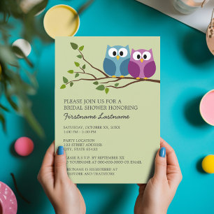 Bridal Shower with Owl Couple on Branch Invitation