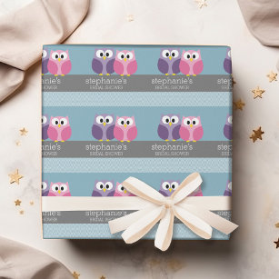 Bridal Shower with Owl Couple on Branch Wrapping Paper