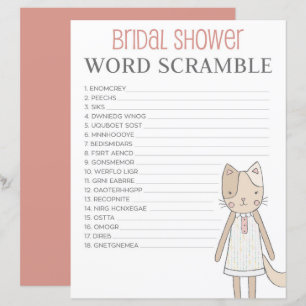 Bridal Shower Word Scramble Game Getting Meowied