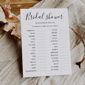 Bridal Shower Word Scramble Game | Wedding Shower Invitation