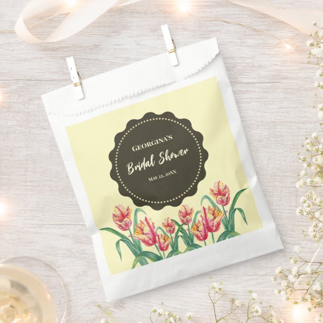 Bridal Shower Yellow Parrot Tulips Flower Floral Favour Bags (Clipped)