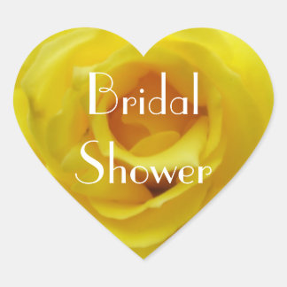 Bridal Shower Yellow Rose Heart Sticker