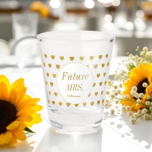 Bridal Shower Yellow White Future Mrs  Shot Glass