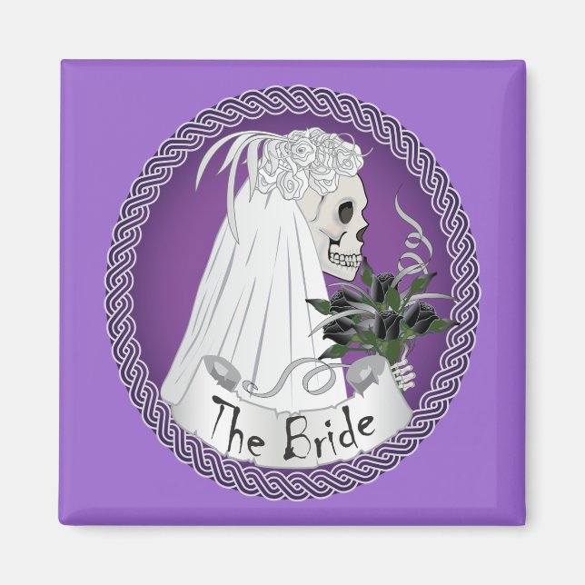 Bridal Skull - purple Magnet (Front)