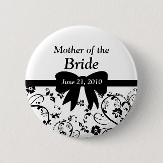 Bridal Swirls Bridal Party Black 6 Cm Round Badge