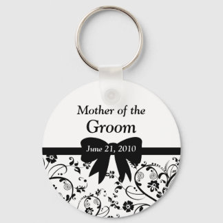 Bridal Swirls Bridal Party Black Key Ring