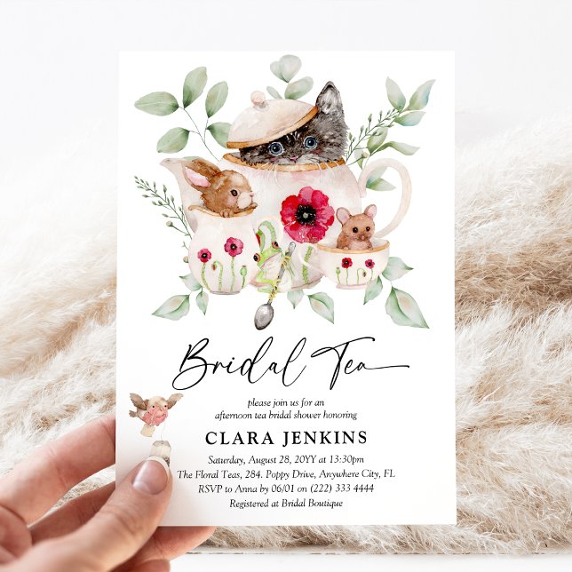 Bridal Tea Party Animals & Greenery Bridal Shower Invitation (Creator Uploaded)
