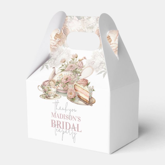 Bridal Tea Party Beautiful Floral Personalised Favour Box (Front Side)
