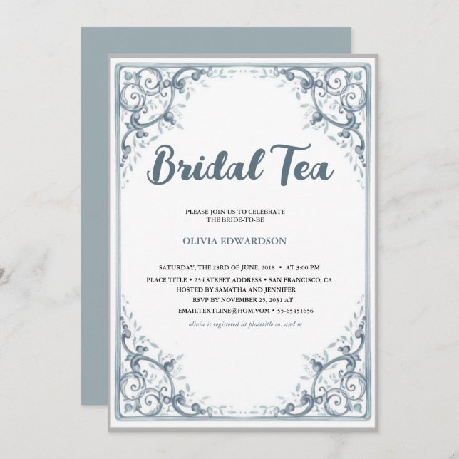 Bridal Tea Party Chinoiserie Bridal Shower  Invitation (Front/Back)