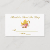 Bridal Tea Party Gold Pink Table Place Card