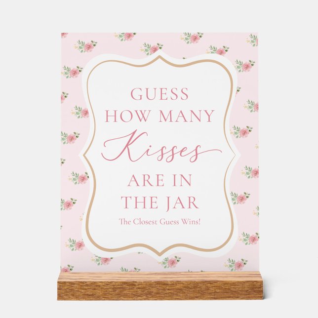 Bridal Tea Party Guess How Many Kisses Acrylic Sign (Creator Uploaded)