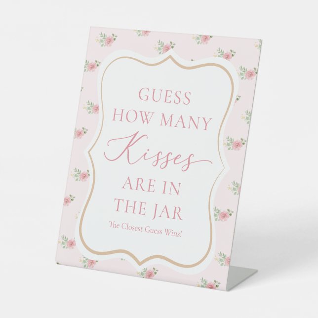 Bridal Tea Party Guess How Many Kisses Pedestal Sign (Front)
