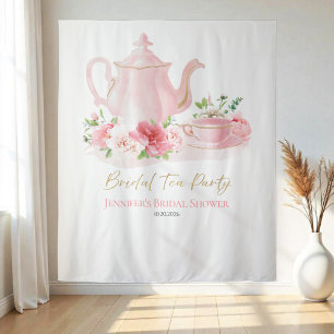 Bridal Tea Party   Pink Bridal Shower Backdrops Tapestry