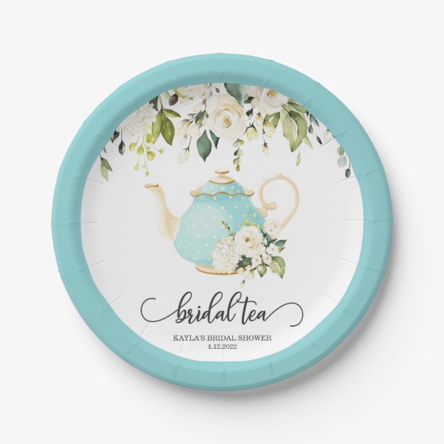 Bridal Tea Party Plate - Blue | CUSTOM (Front)