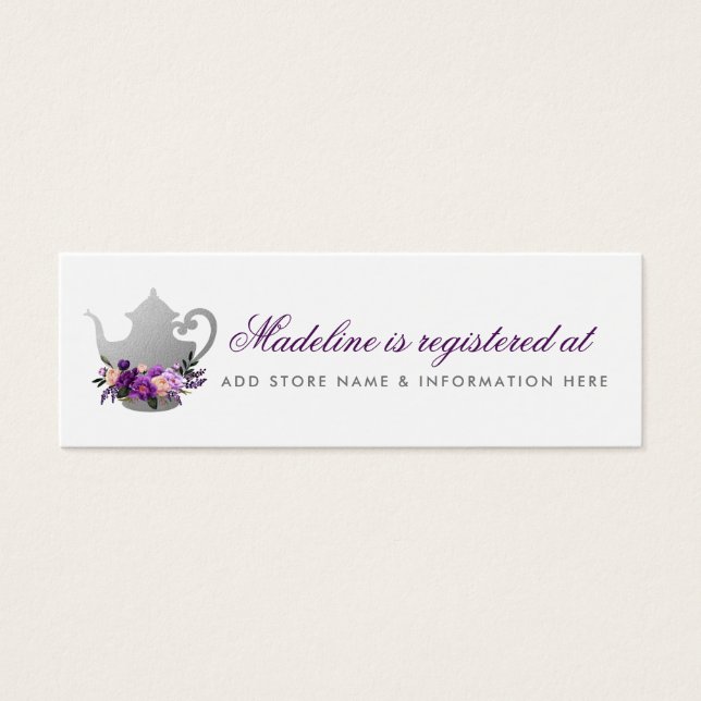 Bridal Tea Party Purple Registry Insert Card (Front)