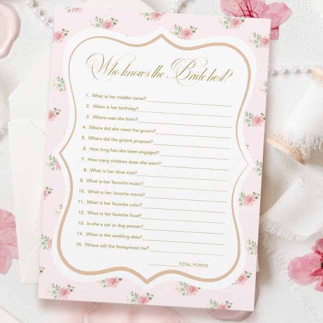 Bridal Tea Party Who Knows Bride Best Game Card (Creator Uploaded)