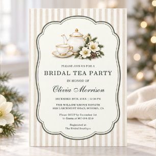 Bridal Tea Party Winter White Floral Shower Invitation