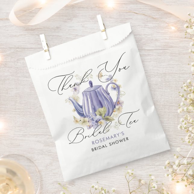 Bridal Tea Purple Teapot Bridal Shower  Favour Bags (Clipped)