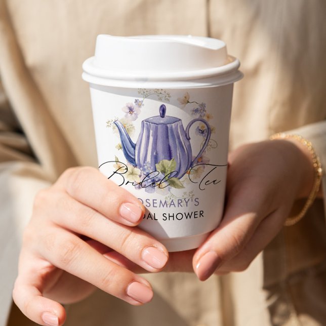 Bridal Tea Purple Teapot Bridal Shower Paper Cups (Creator Uploaded)