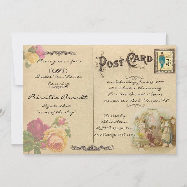 Bridal Tea Shower Honouring, style old Postcard 2 (Front)