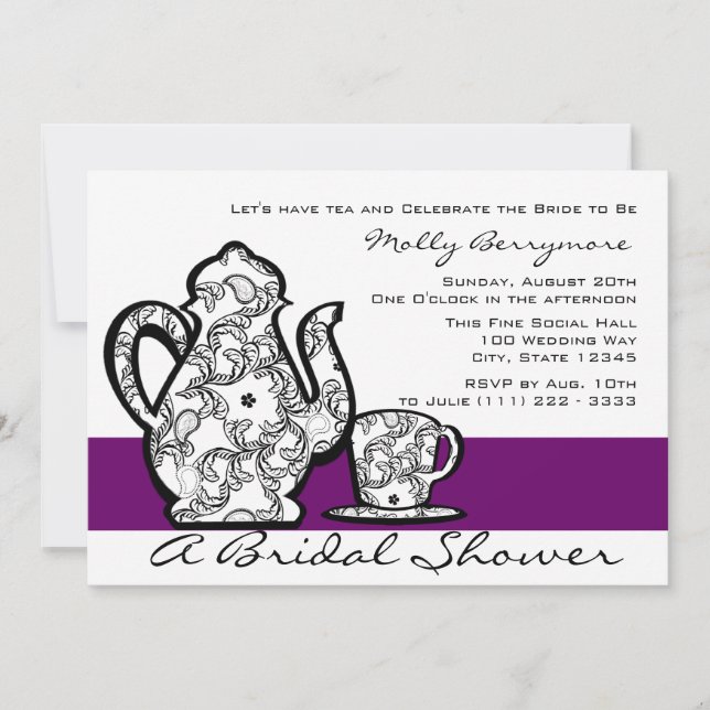 Bridal Tea with Changeable Colour Invitation (Front)
