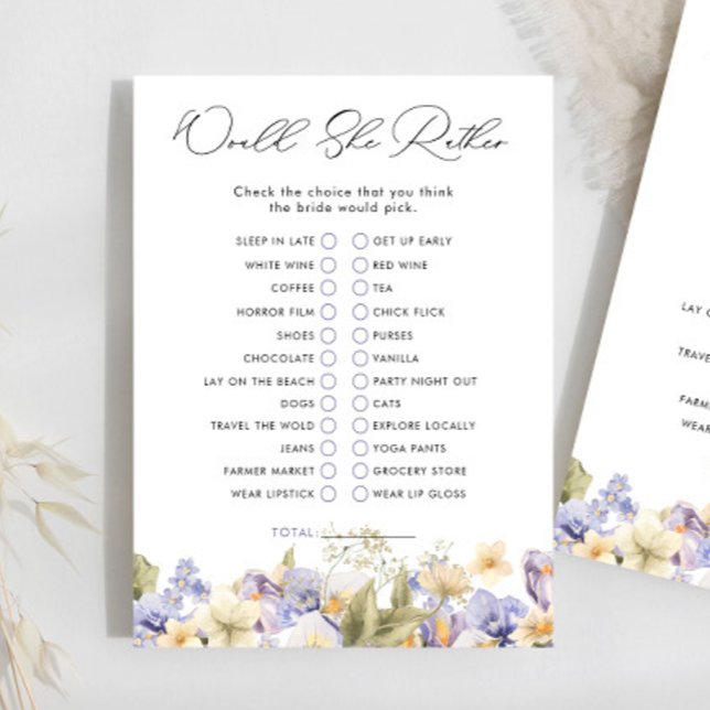 Bridal Tea Would She Rather Bridal Shower Game (Creator Uploaded)