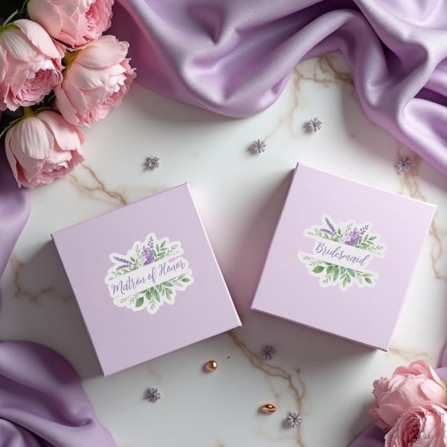 Bridal Team Purple Romantic Floral Split Border (Bridal Team Purple Romantic Floral Split Border Kiss-Cut Stickers.)