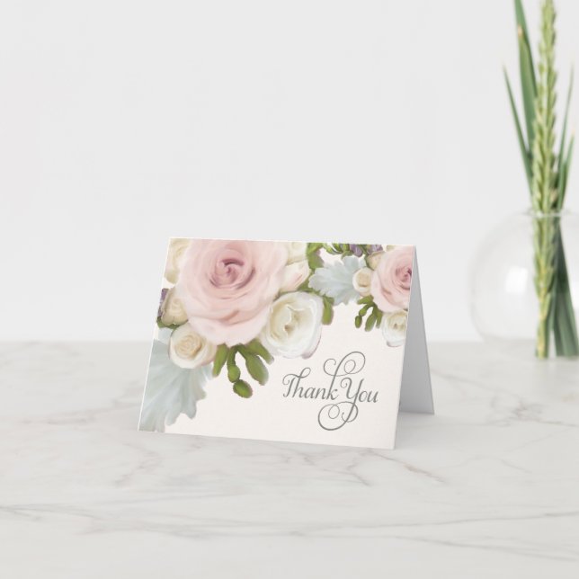Bridal Thank You Notes Pretty Pastel Roses Artwork (Front)