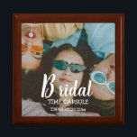 Bridal Time Capsule Photo Wood Keepsake Box<br><div class="desc">Personalised bridal time capsule photo wooden keepsake box with bride's name and date field. Casual block and script text. Replace the photo with one of your own. The time capsule is a fun gift to the bride from the girls night out group, best friend, wedding party, or family. Contents might...</div>