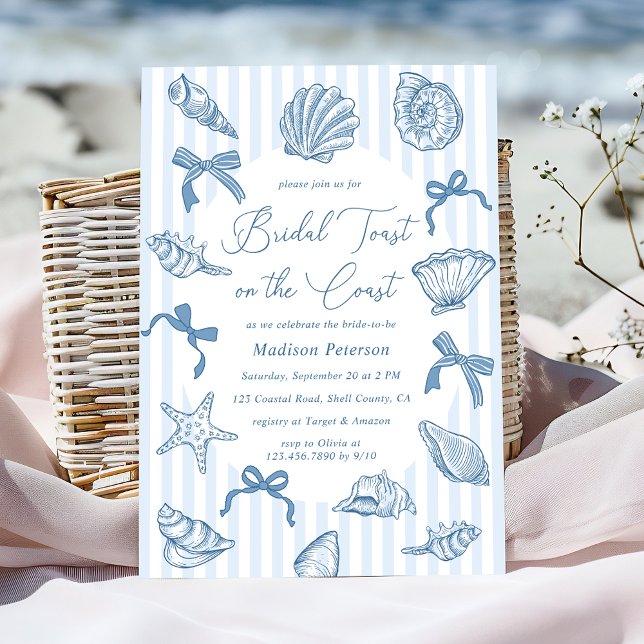 Bridal Toast On The Coast Seashells Bridal Shower Invitation (Creator Uploaded)