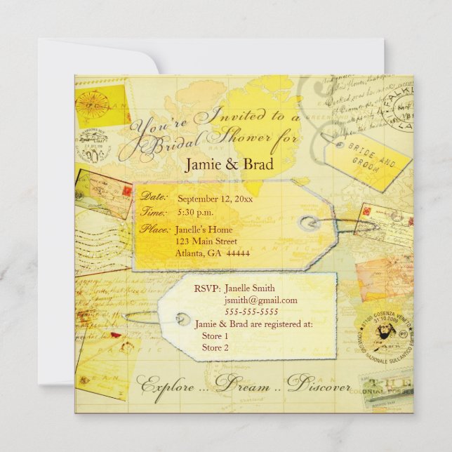 Bridal Travel Shower theme Invitation (Front)