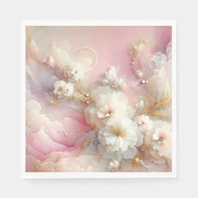 Bridal Tulle Floral Abstract Napkin (Front)