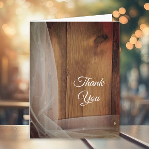Bridal Veil and Barn Wood Country Thank You Note Card