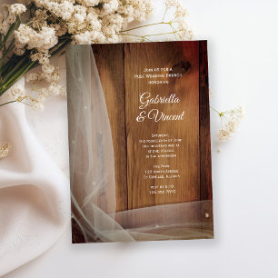 Bridal Veil Barn Wood Country Post Wedding Brunch Invitation