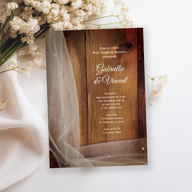 Bridal Veil Barn Wood Country Post Wedding Brunch Invitation (Creator Uploaded)