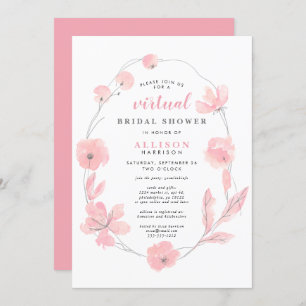 Bridal Virtual Shower Pink Floral Watercolor Invitation