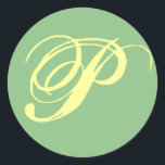 Bridal Wedding Monogram Letter P Classic Round Sticker<br><div class="desc">Letter P can be Changed by you when ordering,  check out my gallery for other monogram stickers and postage stamps</div>