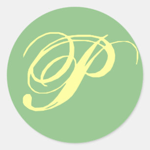 Bridal Wedding Monogram Letter P Classic Round Sticker