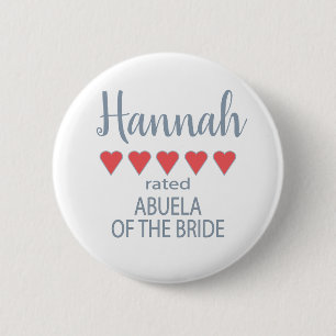 Bridal & Wedding Party 5 Heart Abuela of Bride 6 Cm Round Badge