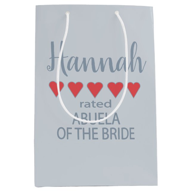 Bridal & Wedding Party 5 Heart Abuela of Bride Medium Gift Bag (Front)