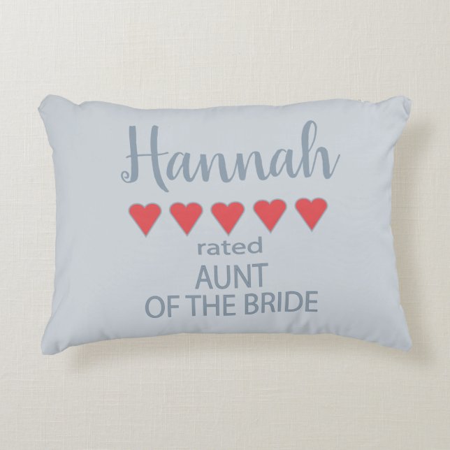 Bridal & Wedding Party 5 Heart Aunt of Bride Decorative Cushion (Front)