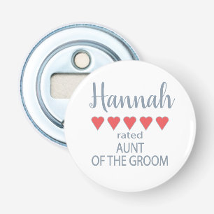 Bridal & Wedding Party 5 Heart Aunt of Groom Bottle Opener