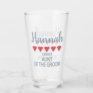 Bridal & Wedding Party 5 Heart Aunt of Groom Glass