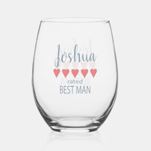 Bridal & Wedding Party 5 Heart Best Man Stemless Wine Glass
