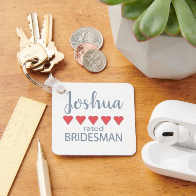 Bridal & Wedding Party 5 Heart Bridesman Key Ring (Desk)