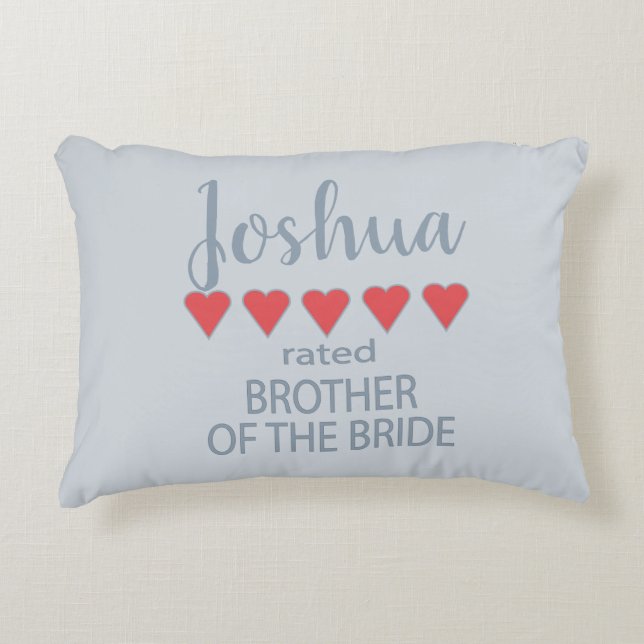 Bridal & Wedding Party 5 Heart Brother of Bride Decorative Cushion (Front)