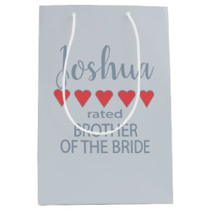 Bridal & Wedding Party 5 Heart Brother of Bride Medium Gift Bag